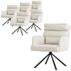 Esszimmerstuhl 6er Set Beige drehbar mit abnehmbaren Rückenkissen gepolstert bis 120 Kilogramm-ECD Germany New
