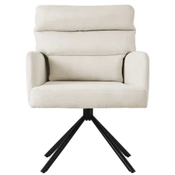 Esszimmerstuhl 6er Set Beige drehbar mit abnehmbaren Rückenkissen gepolstert bis 120 Kilogramm-ECD Germany New