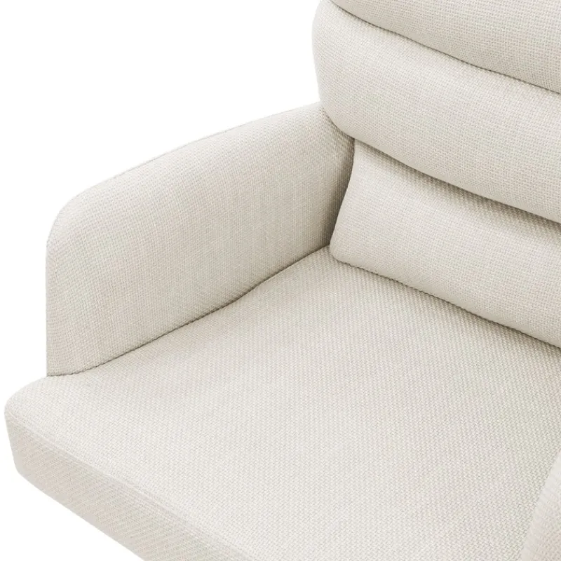 Esszimmerstuhl 6er Set Beige drehbar mit abnehmbaren Rückenkissen gepolstert bis 120 Kilogramm-ECD Germany New