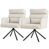 Esszimmerstuhl 2er Set Beige drehbar mit abnehmbaren Rückenkissen gepolstert bis 120 Kilogramm-ECD Germany Sale