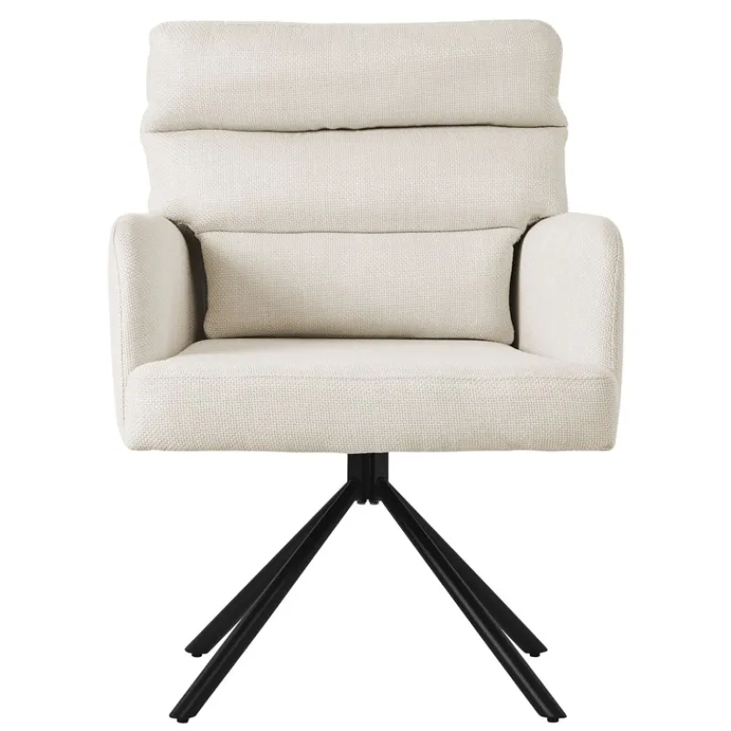 Esszimmerstuhl 2er Set Beige drehbar mit abnehmbaren Rückenkissen gepolstert bis 120 Kilogramm-ECD Germany Sale