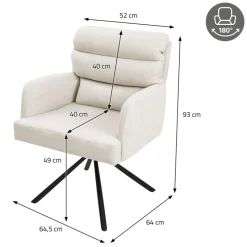 Esszimmerstuhl 2er Set Beige drehbar mit abnehmbaren Rückenkissen gepolstert bis 120 Kilogramm-ECD Germany Sale