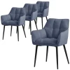 Esszimmerstuhl 4er Set Blau aus Frotteestoff mit dickem gepolsterter Sitz ML-Design-ECD Germany Outlet