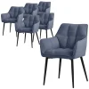 Esszimmerstuhl 6er Set Blau aus Frotteestoff mit dickem gepolsterter Sitz ML-Design-ECD Germany Best