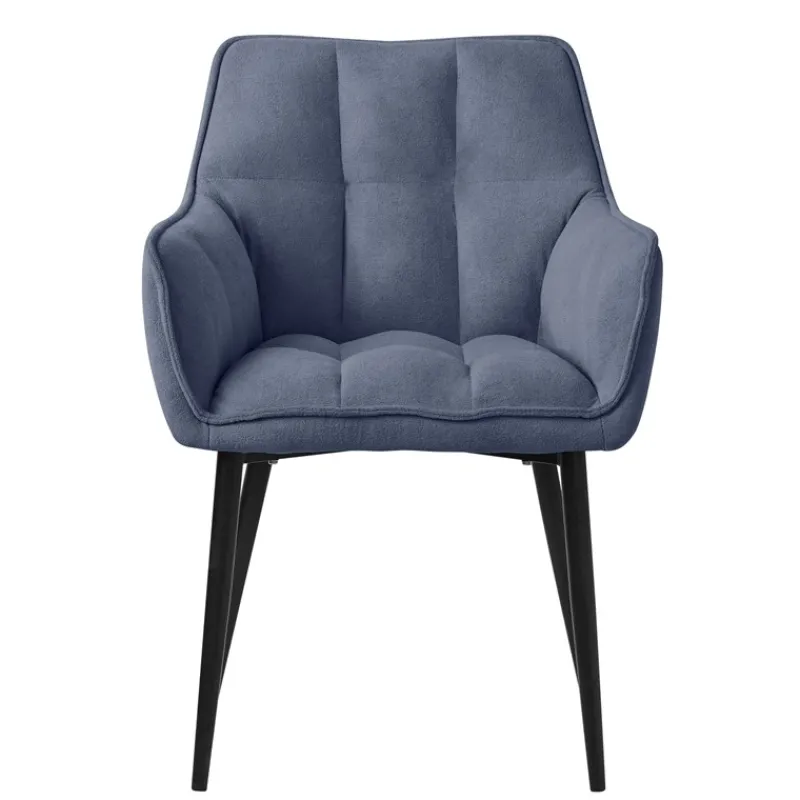 Esszimmerstuhl 6er Set Blau aus Frotteestoff mit dickem gepolsterter Sitz ML-Design-ECD Germany Best