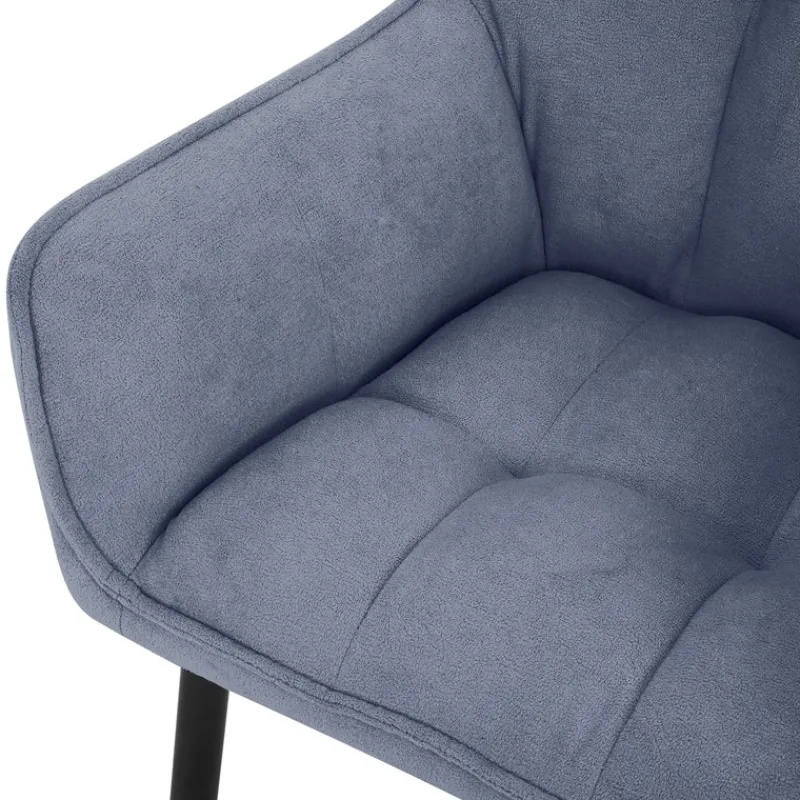 Esszimmerstuhl 6er Set Blau aus Frotteestoff mit dickem gepolsterter Sitz ML-Design-ECD Germany Best