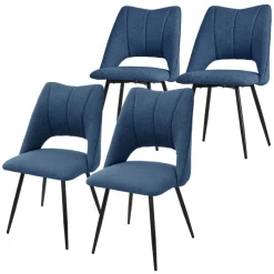 Esszimmerstuhl 4er Set Blau gepolstert inkl. Montagematerial Polsterstuhl Küchenstuhl ML-Design-ECD Germany Discount