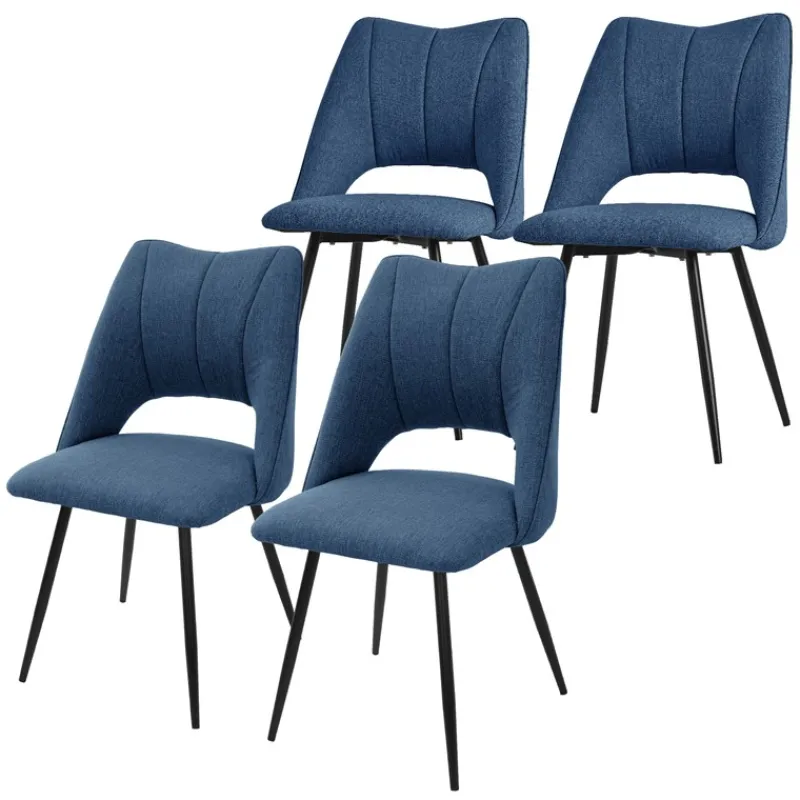 Esszimmerstuhl 4er Set Blau gepolstert inkl. Montagematerial Polsterstuhl Küchenstuhl ML-Design-ECD Germany Discount