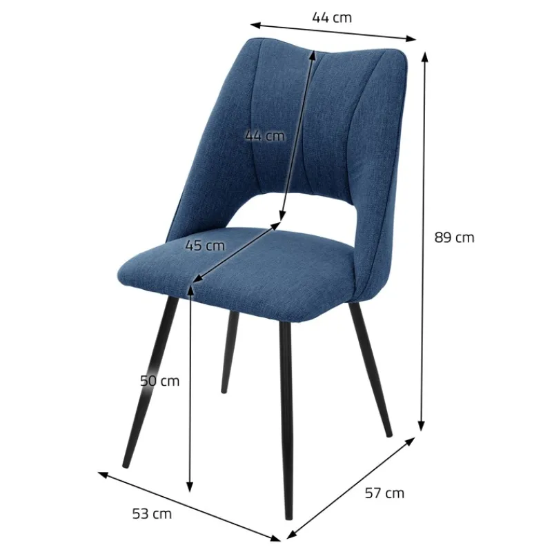Esszimmerstuhl 4er Set Blau gepolstert inkl. Montagematerial Polsterstuhl Küchenstuhl ML-Design-ECD Germany Discount