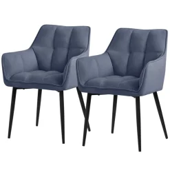 Esszimmerstuhl 2er Set Blau aus Frotteestoff mit dickem gepolsterter Sitz ML-Design-ECD Germany Outlet