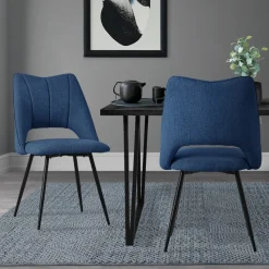 Esszimmerstuhl 2er Set Blau gepolstert inkl. Montagematerial Polsterstuhl Küchenstuhl ML-Design-ECD Germany Discount