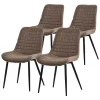Esszimmerstuhl 4er Set Braun mit Kunstlederbezug und Stahlbeinen Küchenstuhl mit Rückenlehne ML-Design-ECD Germany Discount