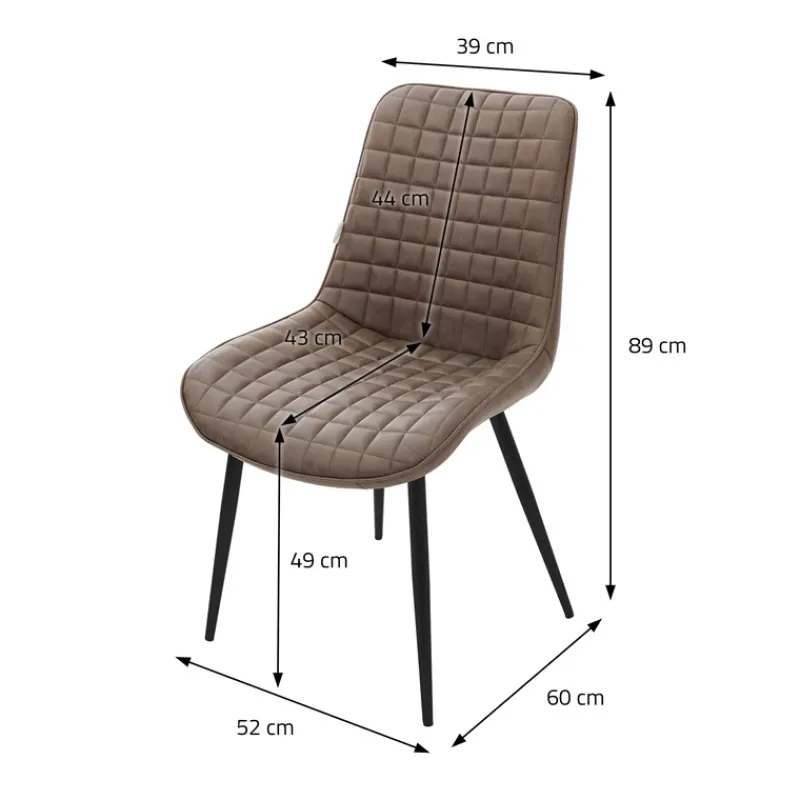 Esszimmerstuhl 4er Set Braun mit Kunstlederbezug und Stahlbeinen Küchenstuhl mit Rückenlehne ML-Design-ECD Germany Discount