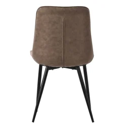 Esszimmerstuhl 6er Set Braun mit Kunstlederbezug und Stahlbeinen Küchenstuhl mit Rückenlehne ML-Design-ECD Germany New