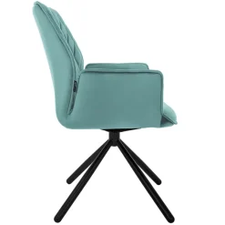 Esszimmerstuhl 4er Set drehbar mit Rücken- und Armlehnen Salbei Küchenstuhl mit Microfaser-Samtbezug ML-Design-ECD Germany