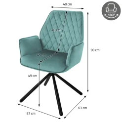 Esszimmerstuhl 4er Set drehbar mit Rücken- und Armlehnen Salbei Küchenstuhl mit Microfaser-Samtbezug ML-Design-ECD Germany