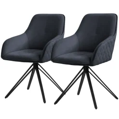 Esszimmerstuhl 2er Set drehbar Schwarz aus Textil Webstoff mit Rücken- und Armlehne ML-Design-ECD Germany Outlet