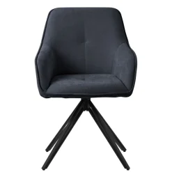 Esszimmerstuhl 2er Set drehbar Schwarz aus Textil Webstoff mit Rücken- und Armlehne ML-Design-ECD Germany Outlet