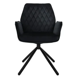 Esszimmerstuhl 2er Set drehbar mit Rücken- und Armlehnen Schwarz Küchenstuhl mit Microfaser-Samtbezug ML-Design-ECD Germany Clearance