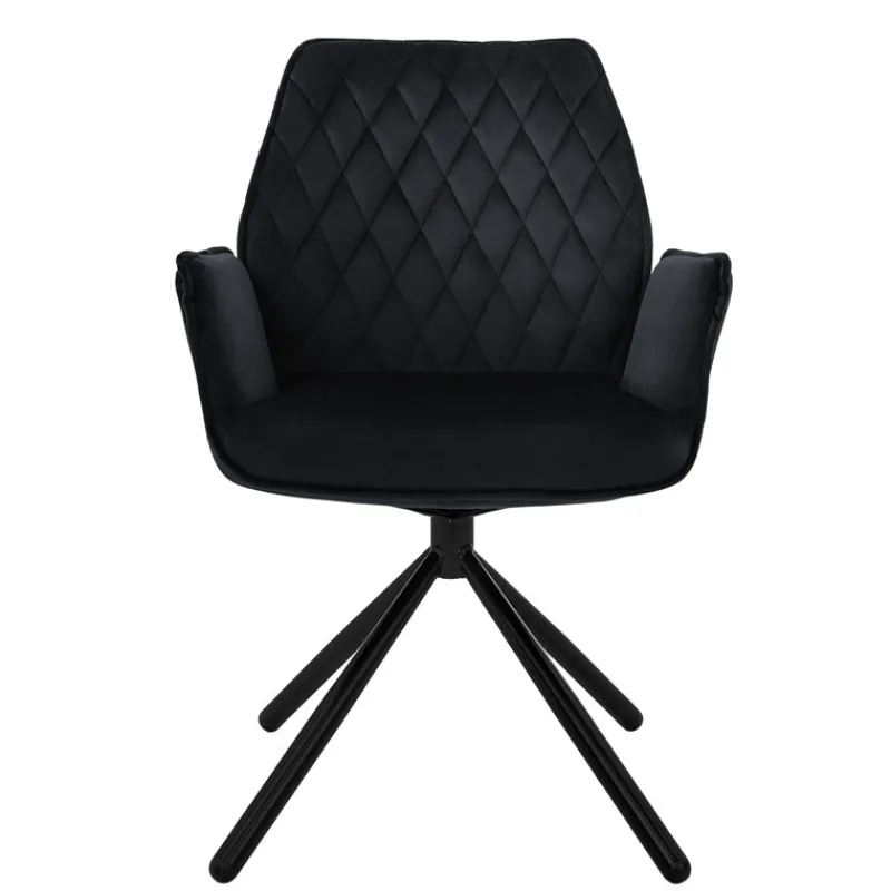 Esszimmerstuhl 2er Set drehbar mit Rücken- und Armlehnen Schwarz Küchenstuhl mit Microfaser-Samtbezug ML-Design-ECD Germany Clearance