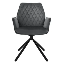 Esszimmerstuhl 6er Set drehbar mit Rücken- und Armlehnen Anthrazit Küchenstuhl mit Microfaser-Samtbezug ML-Design-ECD Germany Online