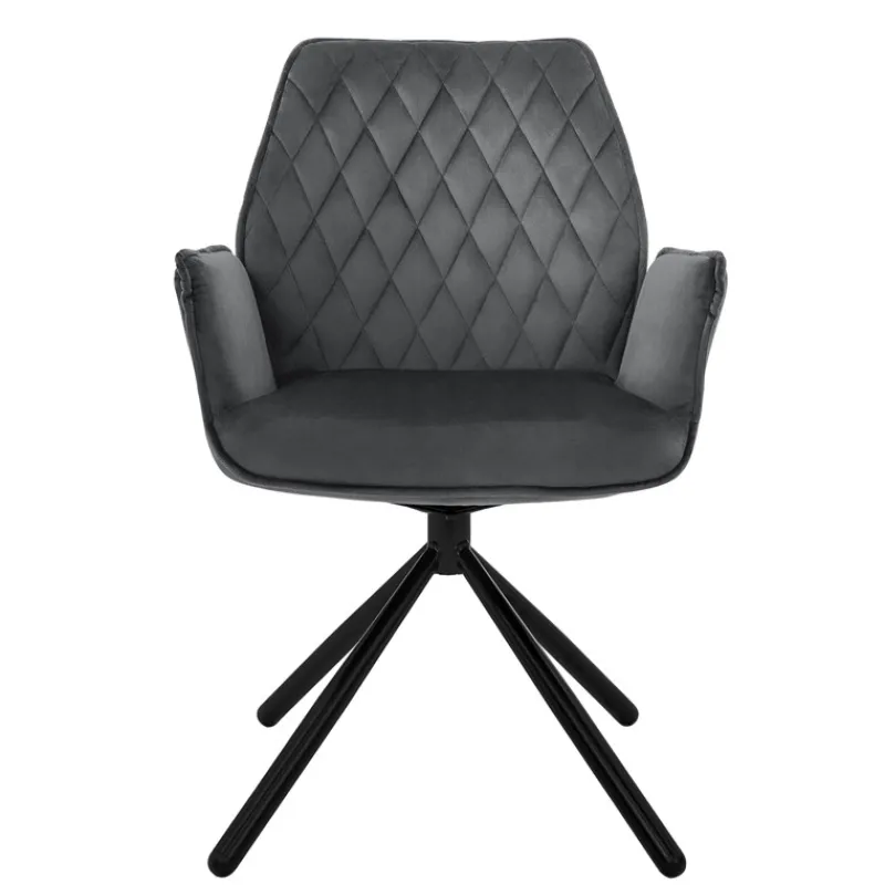 Esszimmerstuhl 6er Set drehbar mit Rücken- und Armlehnen Anthrazit Küchenstuhl mit Microfaser-Samtbezug ML-Design-ECD Germany Online