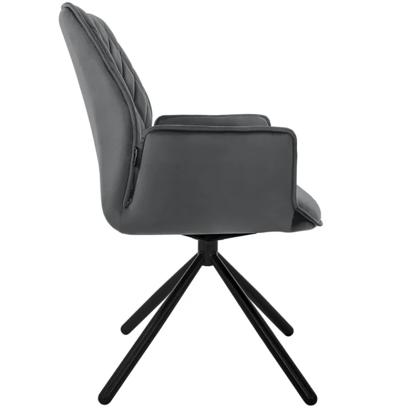 Esszimmerstuhl 6er Set drehbar mit Rücken- und Armlehnen Anthrazit Küchenstuhl mit Microfaser-Samtbezug ML-Design-ECD Germany Online