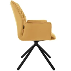 Esszimmerstuhl 6er Set drehbar mit Rücken- und Armlehnen Senfgelb Küchenstuhl mit Microfaser-Samtbezug ML-Design-ECD Germany Online