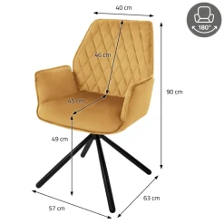 Esszimmerstuhl 6er Set drehbar mit Rücken- und Armlehnen Senfgelb Küchenstuhl mit Microfaser-Samtbezug ML-Design-ECD Germany Online