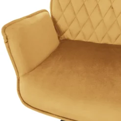 Esszimmerstuhl 4er Set drehbar mit Rücken- und Armlehnen Senfgelb Küchenstuhl mit Microfaser-Samtbezug ML-Design-ECD Germany