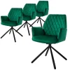 Esszimmerstuhl 4er Set drehbar mit Rücken- und Armlehnen Dunkelgrün Küchenstuhl mit Microfaser-Samtbezug ML-Design-ECD Germany Best