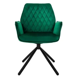 Esszimmerstuhl 4er Set drehbar mit Rücken- und Armlehnen Dunkelgrün Küchenstuhl mit Microfaser-Samtbezug ML-Design-ECD Germany Best