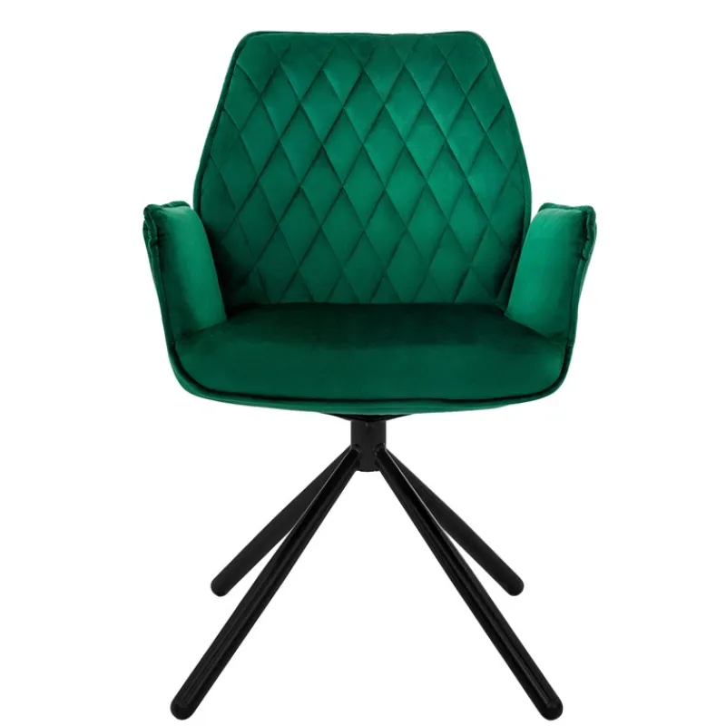 Esszimmerstuhl 4er Set drehbar mit Rücken- und Armlehnen Dunkelgrün Küchenstuhl mit Microfaser-Samtbezug ML-Design-ECD Germany Best