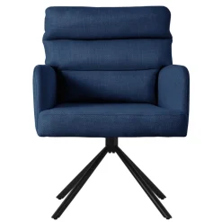 Esszimmerstuhl 6er Set Dunkelblau drehbar mit abnehmbaren Rückenkissen gepolstert bis 120 Kilogramm-ECD Germany