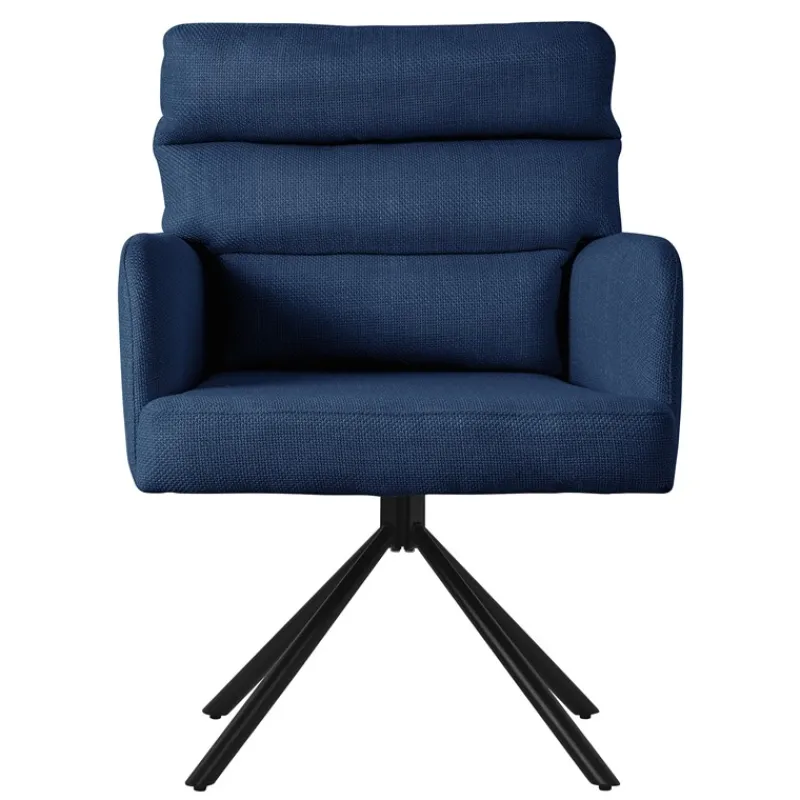 Esszimmerstuhl 6er Set Dunkelblau drehbar mit abnehmbaren Rückenkissen gepolstert bis 120 Kilogramm-ECD Germany