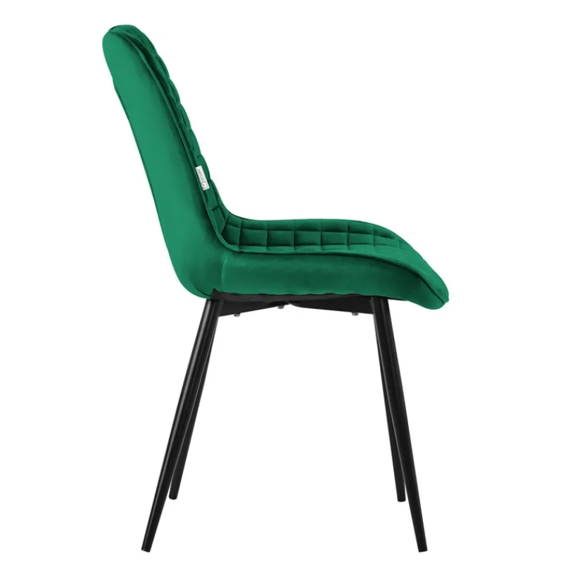 Esszimmerstuhl 4er Set Dunkelgrün mit Samtbezug und Stahlbeinen Küchenstuhl mit Rückenlehne ML-Design-ECD Germany Discount