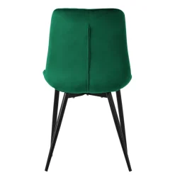 Esszimmerstuhl 4er Set Dunkelgrün mit Samtbezug und Stahlbeinen Küchenstuhl mit Rückenlehne ML-Design-ECD Germany Discount