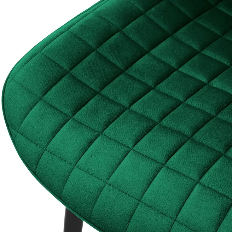 Esszimmerstuhl 4er Set Dunkelgrün mit Samtbezug und Stahlbeinen Küchenstuhl mit Rückenlehne ML-Design-ECD Germany Discount