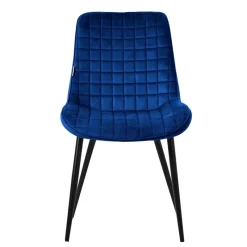 Esszimmerstuhl 6er Set Dunkelblau mit Samtbezug und Stahlbeinen Küchenstuhl mit Rückenlehne ML-Design-ECD Germany Discount