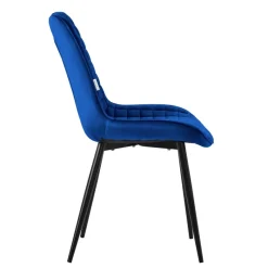 Esszimmerstuhl 6er Set Dunkelblau mit Samtbezug und Stahlbeinen Küchenstuhl mit Rückenlehne ML-Design-ECD Germany Discount