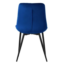 Esszimmerstuhl 6er Set Dunkelblau mit Samtbezug und Stahlbeinen Küchenstuhl mit Rückenlehne ML-Design-ECD Germany Discount