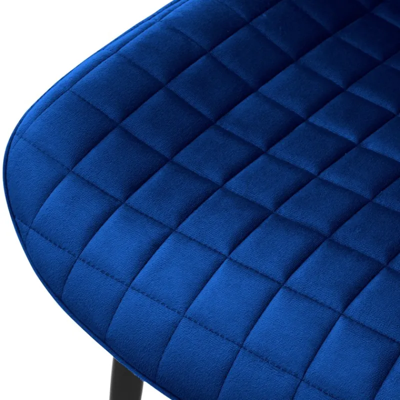 Esszimmerstuhl 6er Set Dunkelblau mit Samtbezug und Stahlbeinen Küchenstuhl mit Rückenlehne ML-Design-ECD Germany Discount
