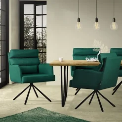 Esszimmerstuhl 4er Set Dunkelgrün drehbar mit abnehmbaren Rückenkissen gepolstert bis 120 Kilogramm ML-Design-ECD Germany Online