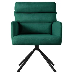 Esszimmerstuhl 6er Set Dunkelgrün drehbar mit abnehmbaren Rückenkissen gepolstert bis 120 Kilogramm ML-Design-ECD Germany New