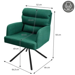 Esszimmerstuhl 6er Set Dunkelgrün drehbar mit abnehmbaren Rückenkissen gepolstert bis 120 Kilogramm ML-Design-ECD Germany New