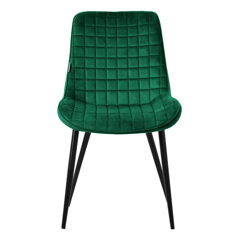 Esszimmerstuhl 6er Set Dunkelgrün mit Samtbezug und Stahlbeinen Küchenstuhl mit Rückenlehne ML-Design-ECD Germany New