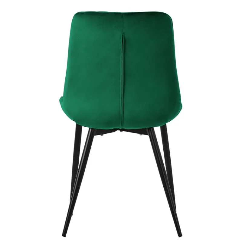 Esszimmerstuhl 6er Set Dunkelgrün mit Samtbezug und Stahlbeinen Küchenstuhl mit Rückenlehne ML-Design-ECD Germany New