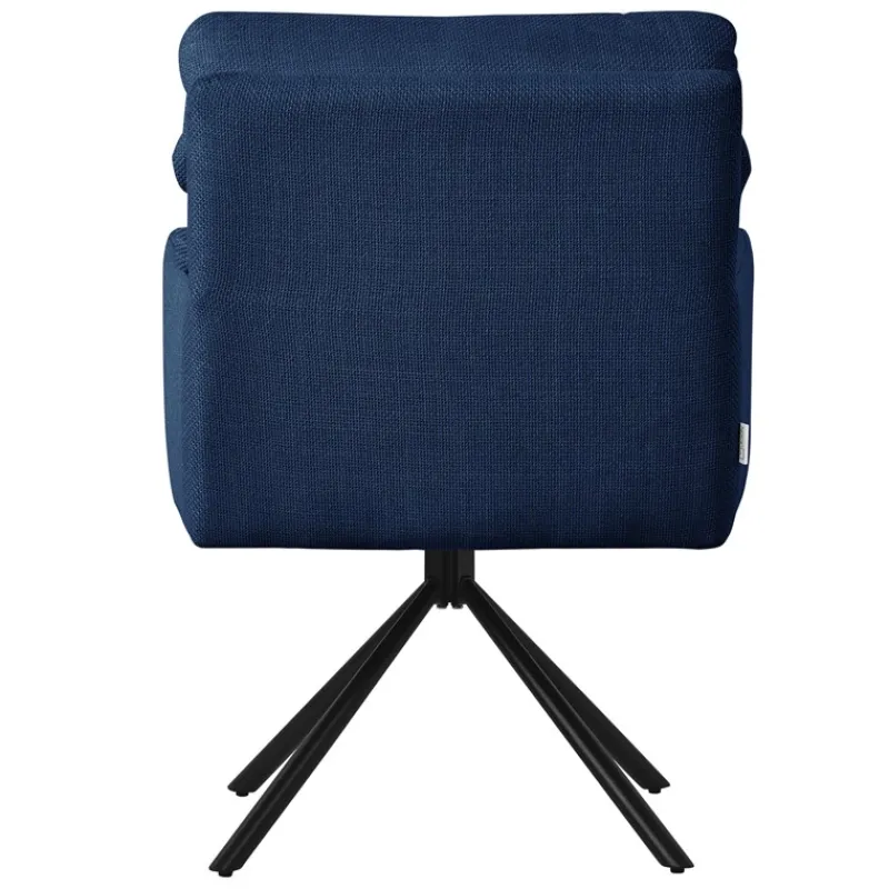Esszimmerstuhl 2er Set Dunkelblau drehbar mit abnehmbaren Rückenkissen gepolstert bis 120 Kilogramm-ECD Germany New