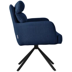 Esszimmerstuhl 4er Set Dunkelblau drehbar mit abnehmbaren Rückenkissen gepolstert bis 120 Kilogramm-ECD Germany Outlet
