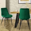 Esszimmerstuhl 2er Set Dunkelgrün mit Samtbezug und Stahlbeinen Küchenstuhl mit Rückenlehne ML-Design-ECD Germany Sale